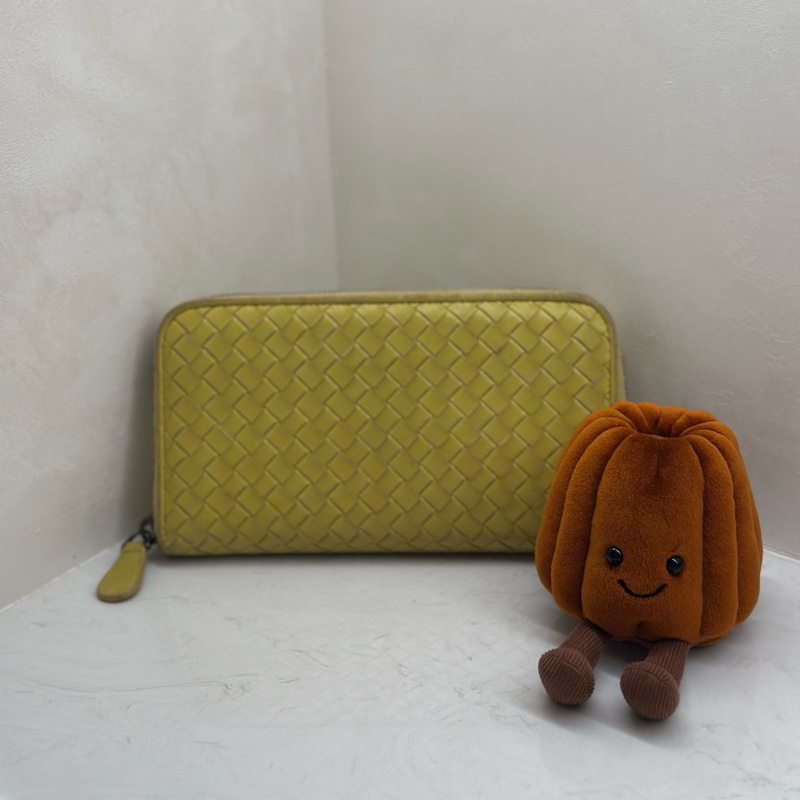 BOTTEGA VENETA 編織小牛皮拉鍊長夾 檸檬黃-5