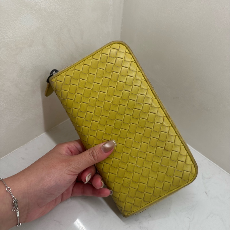 BOTTEGA VENETA 編織小牛皮拉鍊長夾 檸檬黃-7