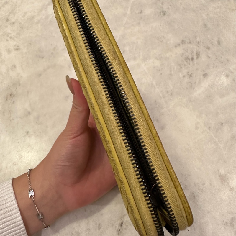 BOTTEGA VENETA 編織小牛皮拉鍊長夾 檸檬黃-8