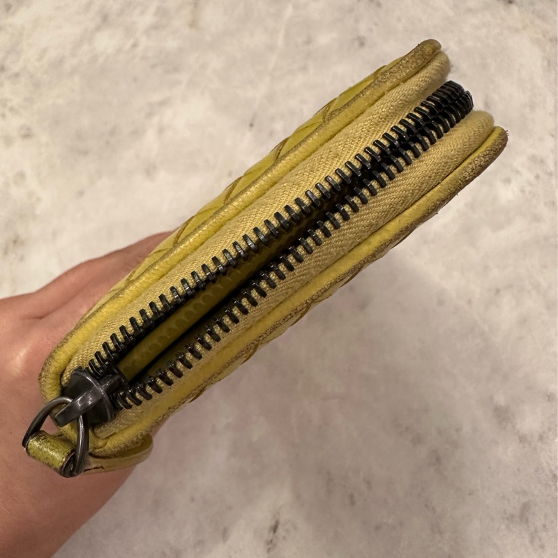 BOTTEGA VENETA 編織小牛皮拉鍊長夾 檸檬黃-13