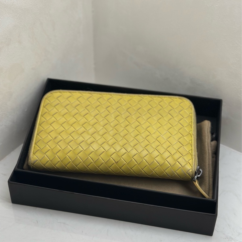 BOTTEGA VENETA 編織小牛皮拉鍊長夾 檸檬黃-16
