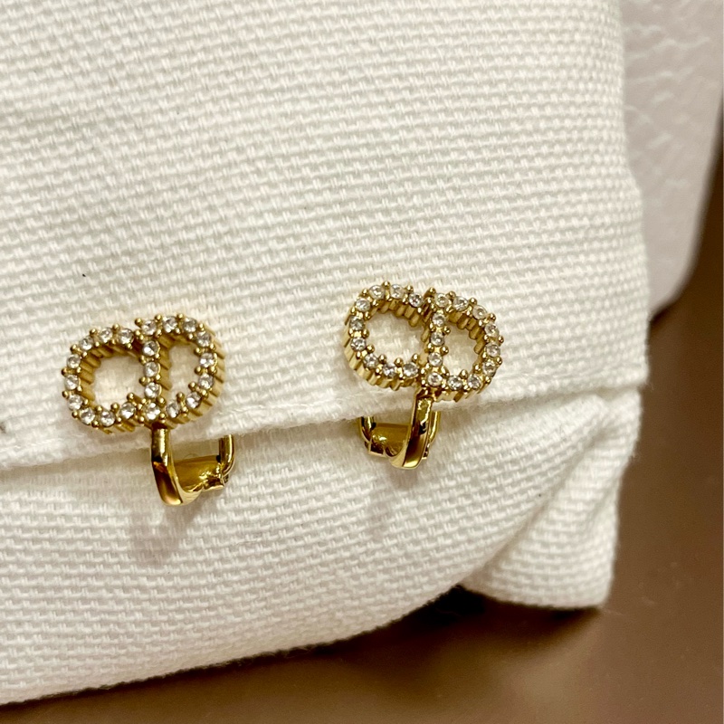 Dior 經典款CD夾式水鑽耳環-1