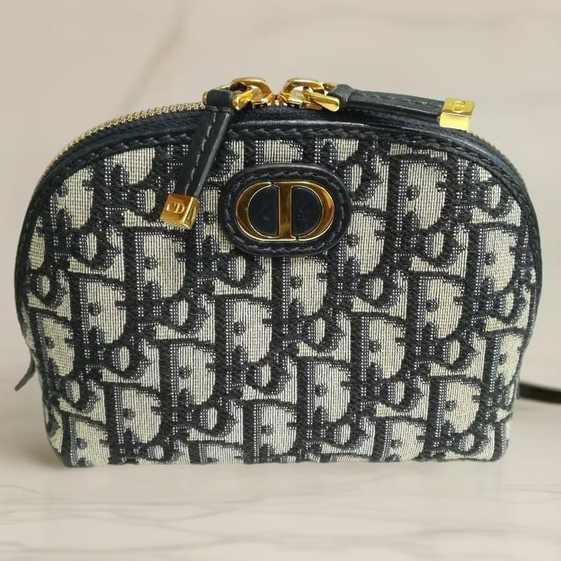 【LA LUNE】Christian Dior藍色老花30 Montaigne皮革包 中古包 化妝包 手拿-0