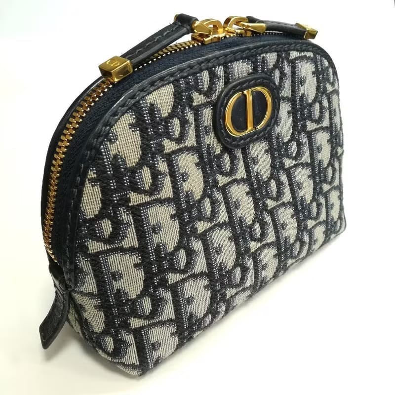 【LA LUNE】Christian Dior藍色老花30 Montaigne皮革包 中古包 化妝包 手拿-1