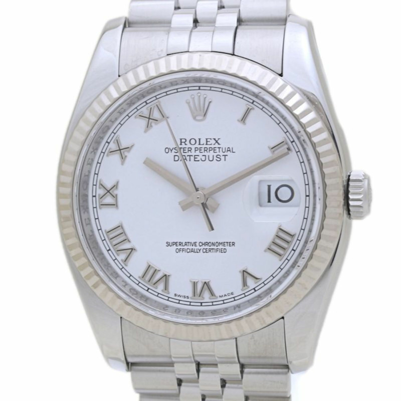 Rolex Datejust 白色羅馬數位時標 116234 M 編號男士腕錶，18K 金與不鏽鋼材質 40134-9