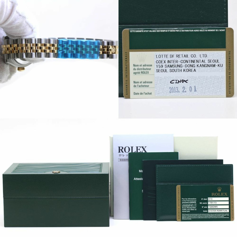 Rolex Datejust 白色羅馬數位時標,隨機編號 179173,18K 黃金和不鏽鋼女士腕錶,40129-8