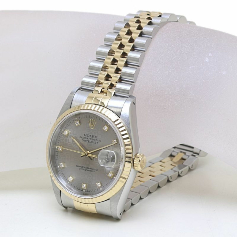 Rolex Datejust 16233G，鑲嵌10顆鑽石，X系列，男士腕錶，18K黃金及不鏽鋼材質，40125-1