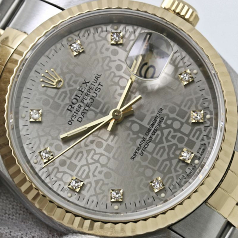 Rolex Datejust 16233G，鑲嵌10顆鑽石，X系列，男士腕錶，18K黃金及不鏽鋼材質，40125-4