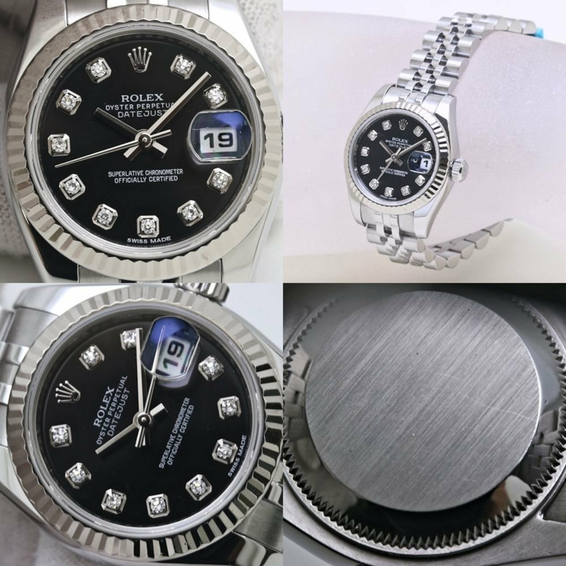 Rolex Datejust 10 件鑲鑽腕錶 179174G 女士 18K 白金及不鏽鋼 40126-4