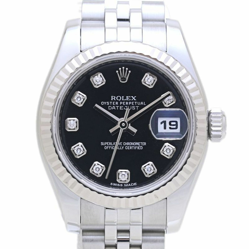 Rolex Datejust 10 件鑲鑽腕錶 179174G 女士 18K 白金及不鏽鋼 40126-9
