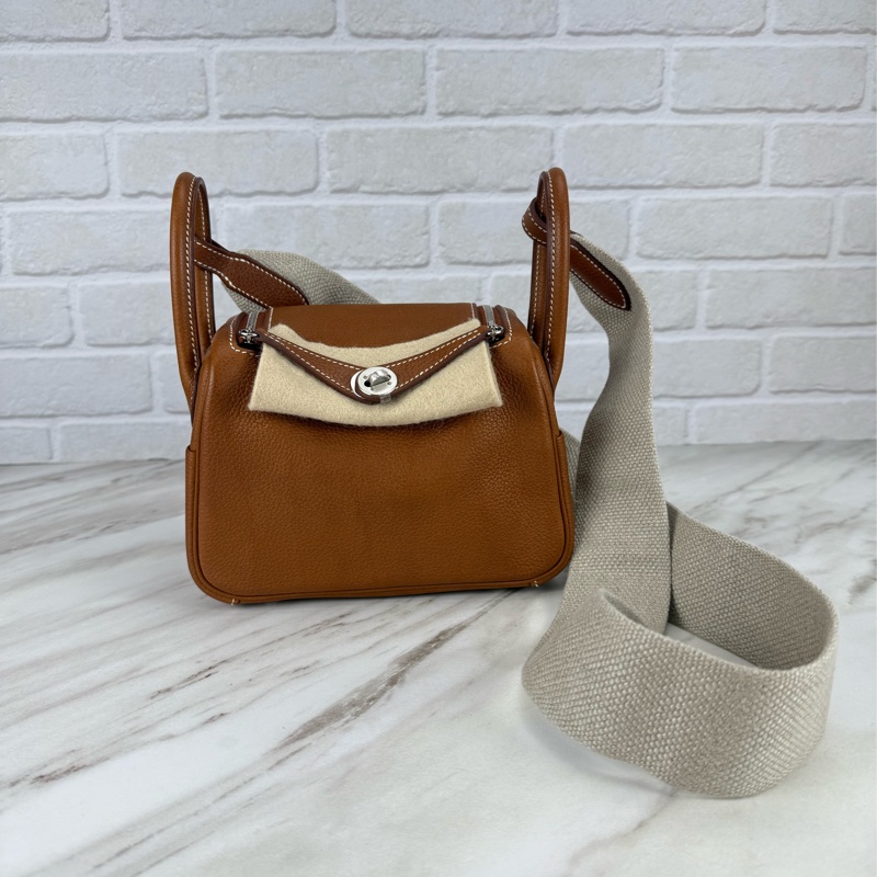 Mini Lindy 福寶馬鞍皮 金棕銀釦 MiniLindy-4