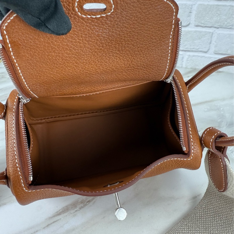 Mini Lindy 福寶馬鞍皮 金棕銀釦 MiniLindy-14