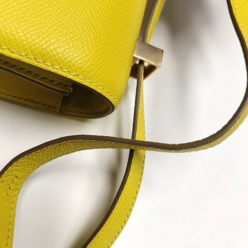 HERMES Verrou 檸檬黃Epsom牛皮插銷包單肩包斜挎包 金色五金 Y刻-10