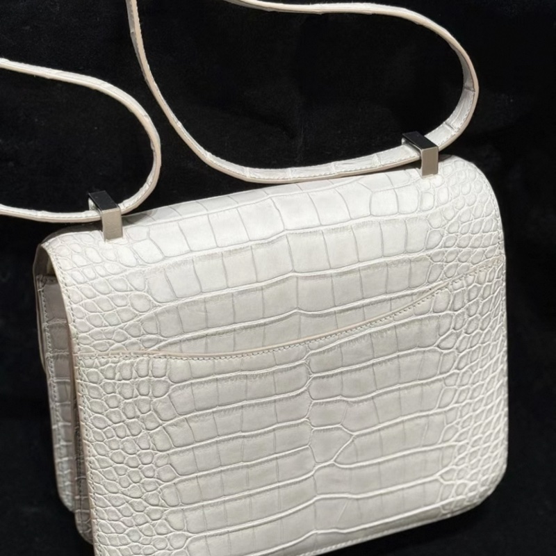 有票和証🩷 Hermes constance 康康24 珍珠灰 霧面鰐魚銀扣 D刻 99新-2