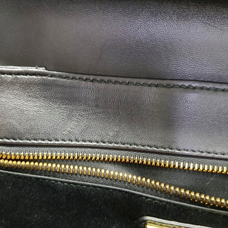 Miu Miu Miu Confidential 黑色羊皮絎縫斜挎包單肩包手提包 金色五金-14