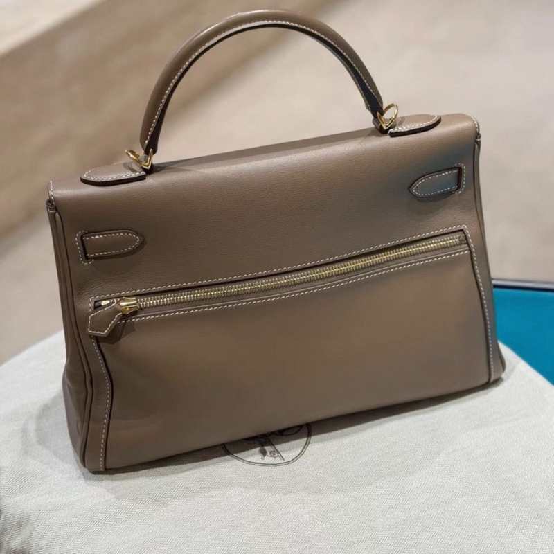 有購証🩷Hermes愛馬仕 18大象灰 lakis kelly32 swift皮 馬蹄刻 金扣 C刻 99新 -1