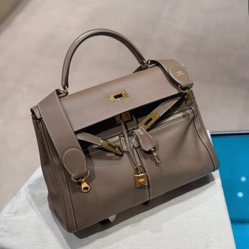 有購証🩷Hermes愛馬仕 18大象灰 lakis kelly32 swift皮 馬蹄刻 金扣 C刻 99新 -3