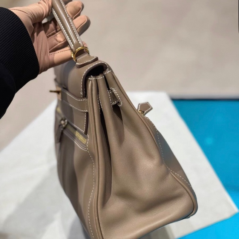 有購証🩷Hermes愛馬仕 18大象灰 lakis kelly32 swift皮 馬蹄刻 金扣 C刻 99新 -4