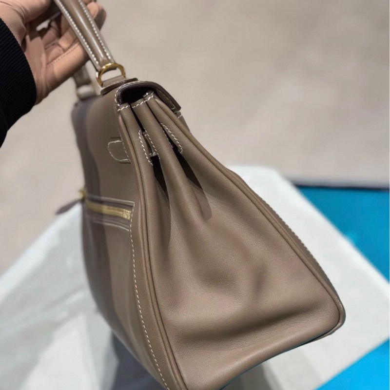 有購証🩷Hermes愛馬仕 18大象灰 lakis kelly32 swift皮 馬蹄刻 金扣 C刻 99新 -5