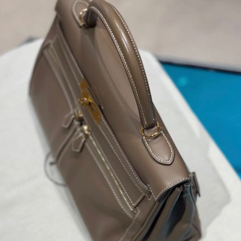 有購証🩷Hermes愛馬仕 18大象灰 lakis kelly32 swift皮 馬蹄刻 金扣 C刻 99新 -6