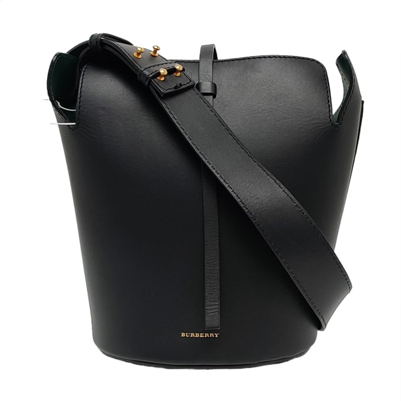 BURBERRY The Bucket 黑色牛皮單肩包手提包 金色五金 子袋 可拆卸肩帶-0