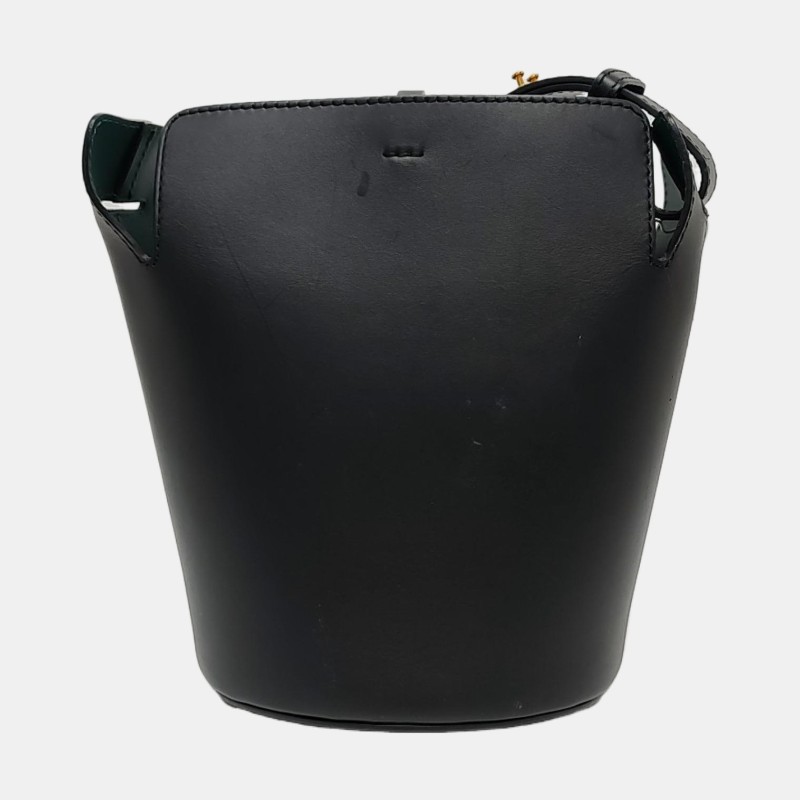 BURBERRY The Bucket 黑色牛皮單肩包手提包 金色五金 子袋 可拆卸肩帶-4