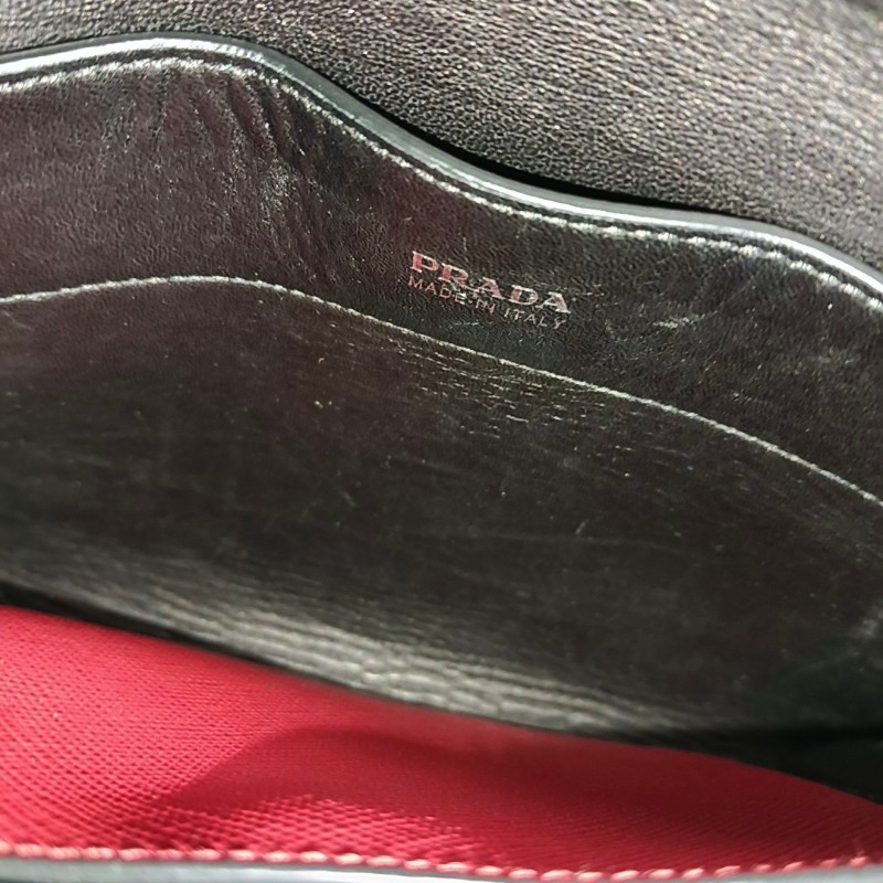 PRADA紅色牛皮十字紋斜挎包單肩包
銀色五金-10