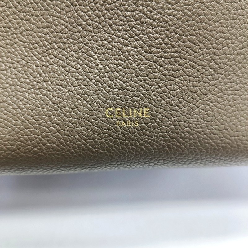 CELINE SANGLE 小號 大象灰牛皮斜挎包單肩包 金色五金 可拆卸肩帶-8