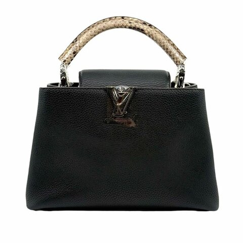 ［2415］路易威登 Louis Vuitton Capucines 黑色 牛皮 中號