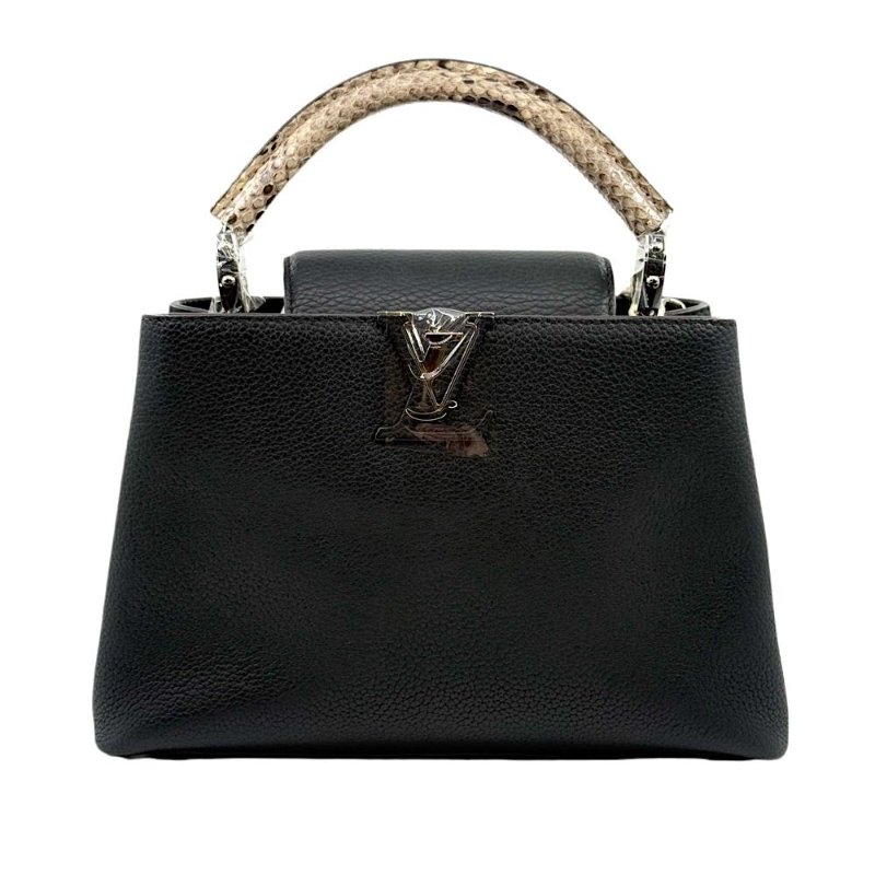 ［2415］路易威登 Louis Vuitton Capucines 黑色 牛皮 中號-0