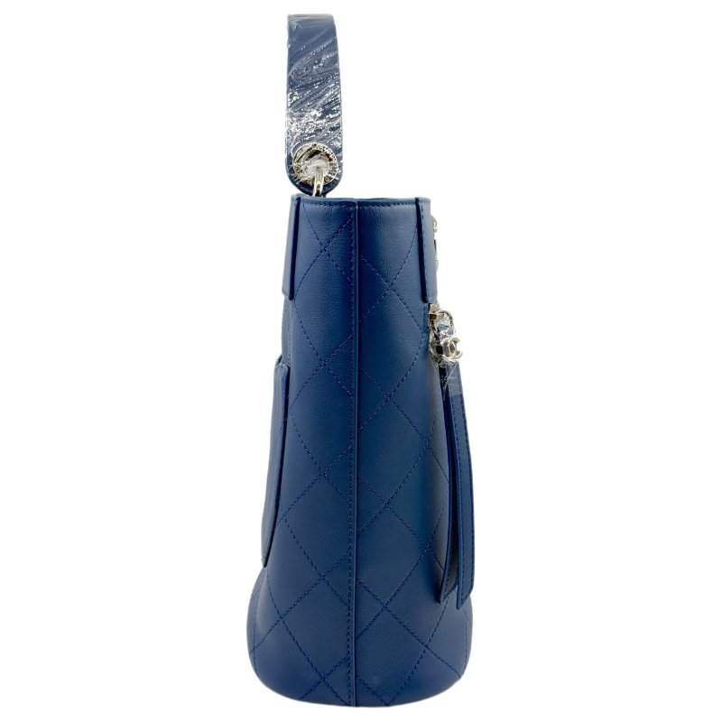 ［2246］香奈兒 Chanel Hippie 水桶包 深藍色 小牛皮 中號-3