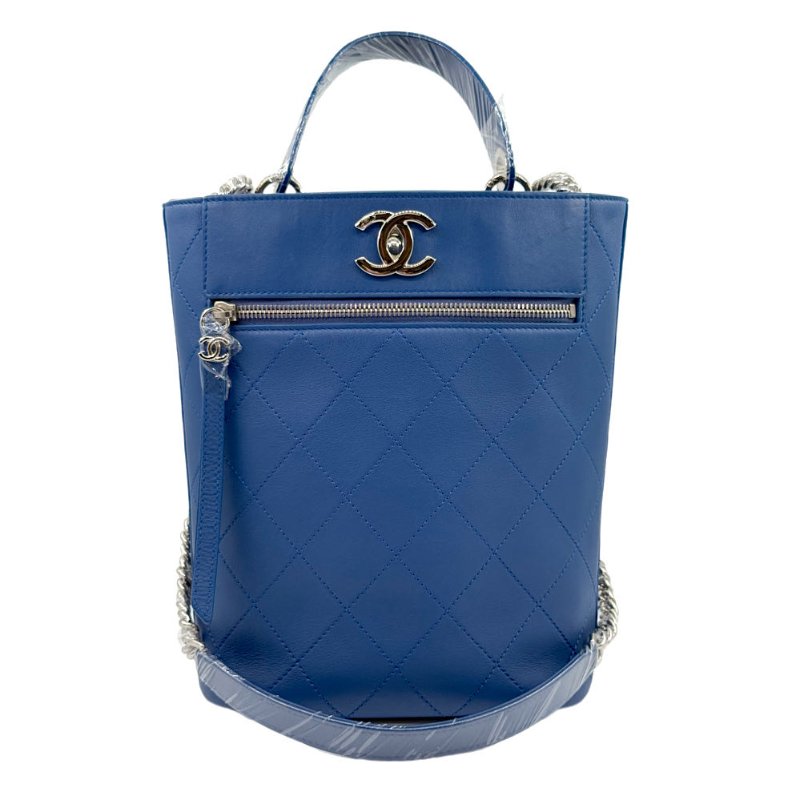 ［2246］香奈兒 Chanel Hippie 水桶包 深藍色 小牛皮 中號-6
