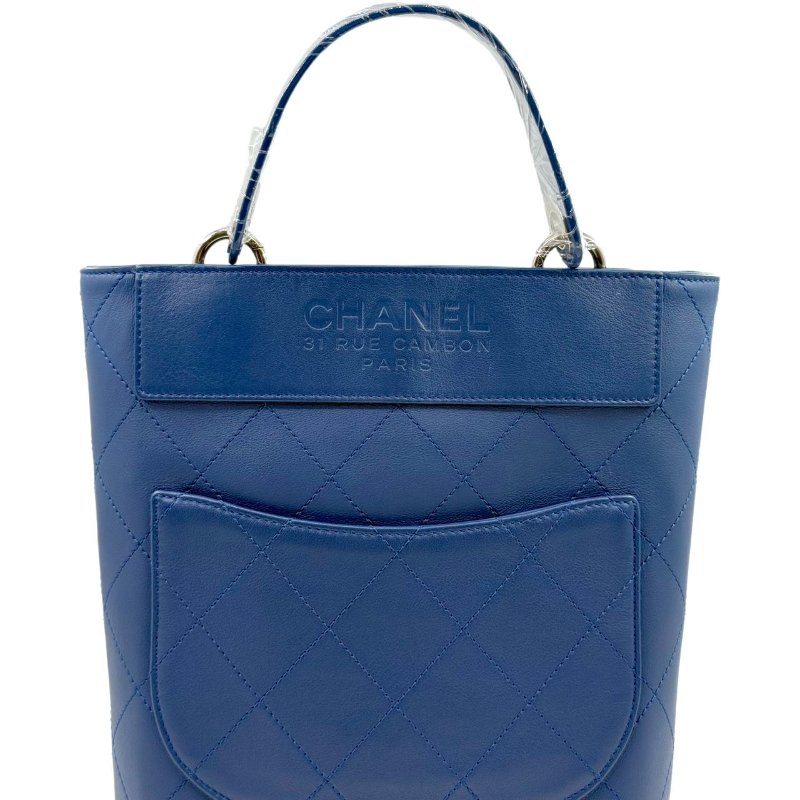 ［2246］香奈兒 Chanel Hippie 水桶包 深藍色 小牛皮 中號-8