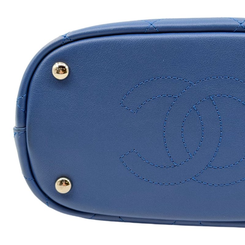 ［2246］香奈兒 Chanel Hippie 水桶包 深藍色 小牛皮 中號-11