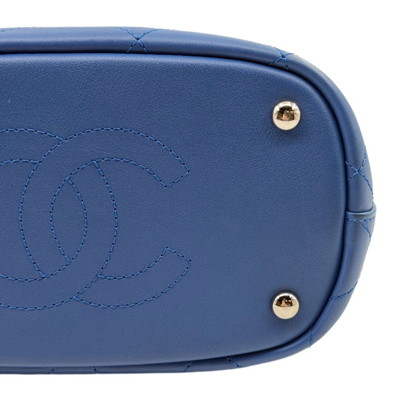 ［2246］香奈兒 Chanel Hippie 水桶包 深藍色 小牛皮 中號-12