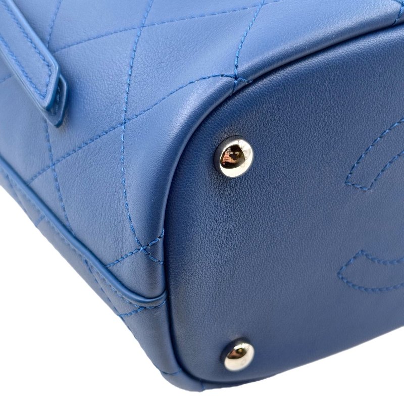 ［2246］香奈兒 Chanel Hippie 水桶包 深藍色 小牛皮 中號-13