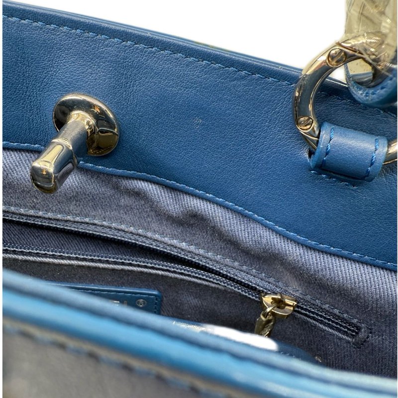 ［2246］香奈兒 Chanel Hippie 水桶包 深藍色 小牛皮 中號-19