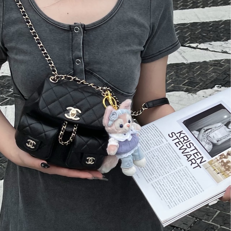 全新大全配帶膜🈶️購證❤️ #香奈兒 #黑金 牛皮 #青蛙包 #duma #雙肩包-1