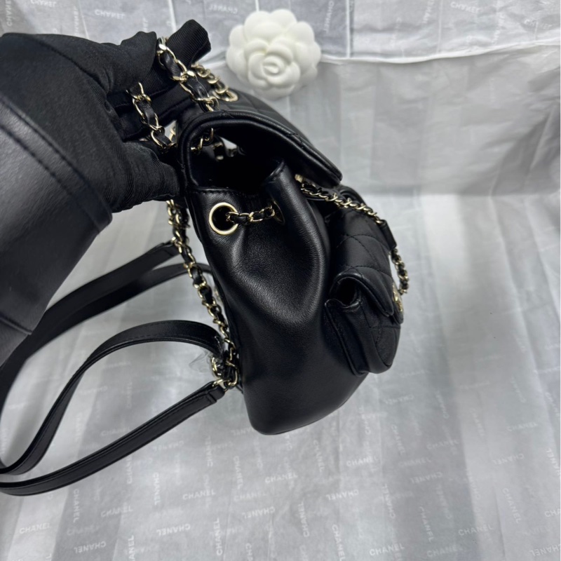 全新大全配帶膜🈶️購證❤️ #香奈兒 #黑金 牛皮 #青蛙包 #duma #雙肩包-9