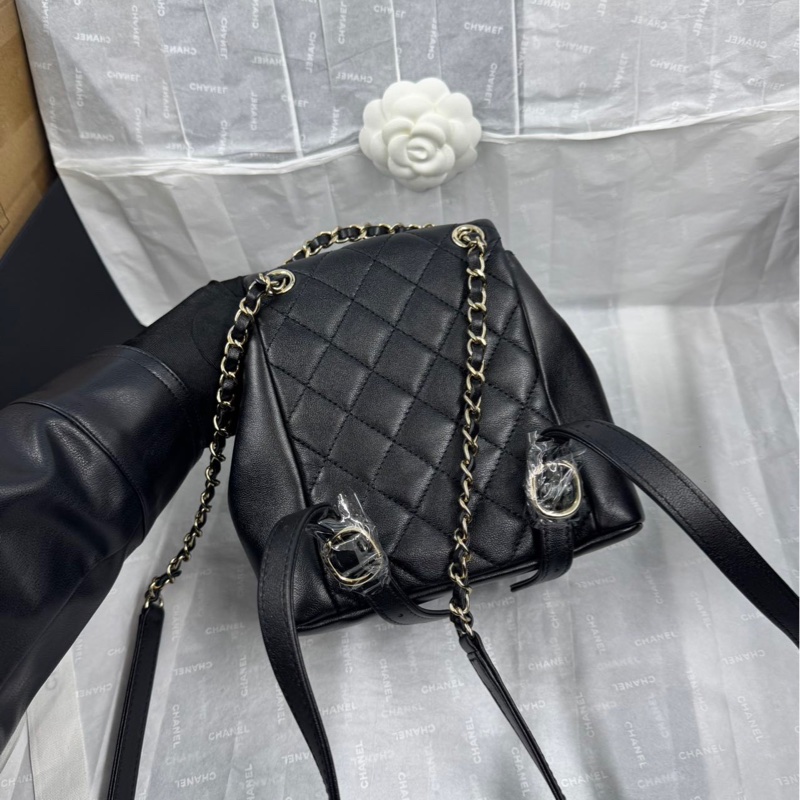 全新大全配帶膜🈶️購證❤️ #香奈兒 #黑金 牛皮 #青蛙包 #duma #雙肩包-10