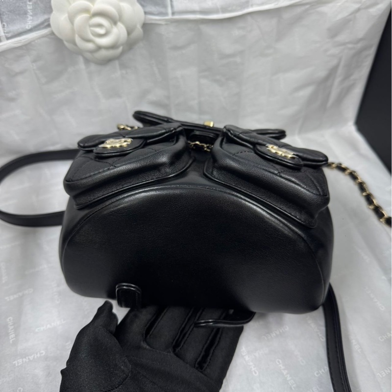 全新大全配帶膜🈶️購證❤️ #香奈兒 #黑金 牛皮 #青蛙包 #duma #雙肩包-12