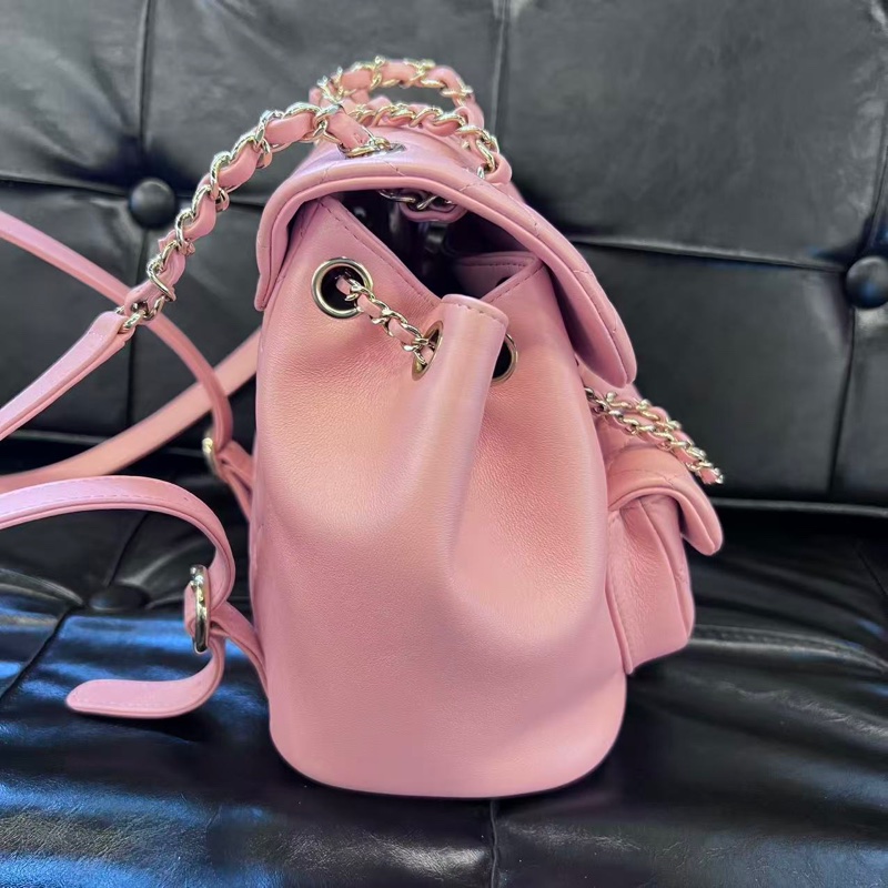 全新大全配🈶️25年購證❤️#香奈兒 #櫻花粉 牛皮 #乾燥玫瑰粉 #duma #雙肩包-7