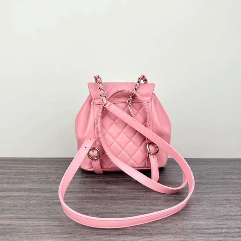 全新大全配🈶️25年購證❤️#香奈兒 #櫻花粉 牛皮 #乾燥玫瑰粉 #duma #雙肩包-3