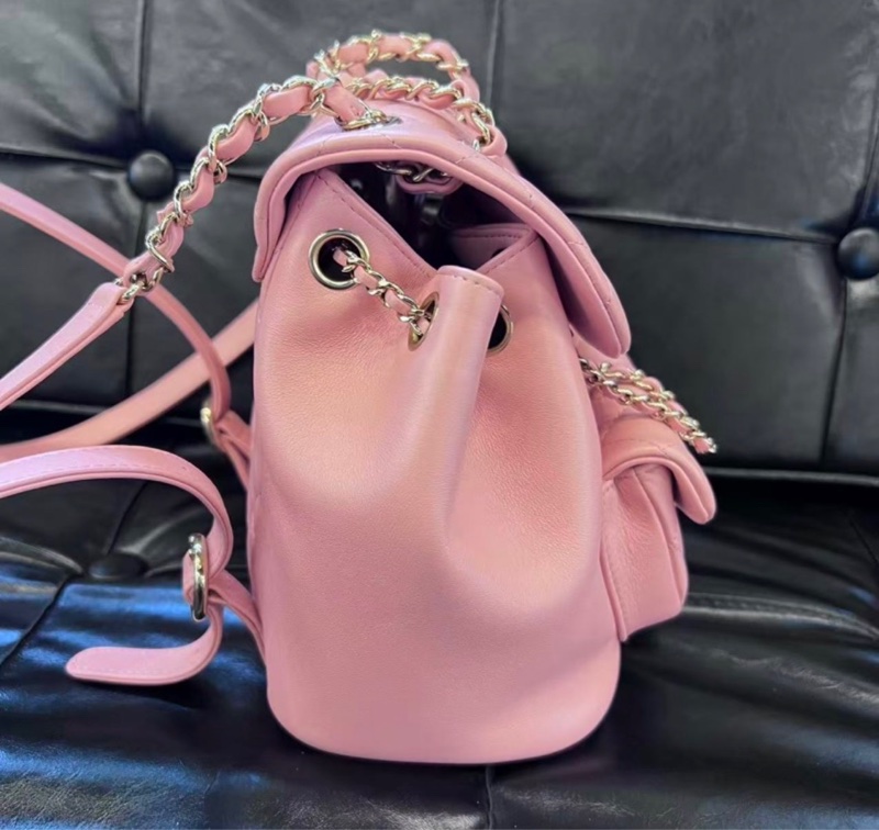 全新大全配🈶️25年購證❤️#香奈兒 #櫻花粉 牛皮 #乾燥玫瑰粉 #duma #雙肩包-6