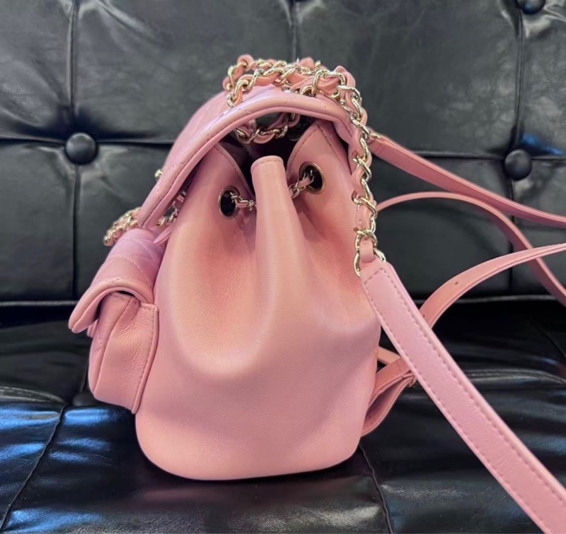 全新大全配🈶️25年購證❤️#香奈兒 #櫻花粉 牛皮 #乾燥玫瑰粉 #duma #雙肩包-7