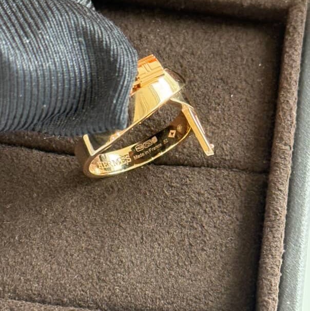 【全新全配】Hermes Kelly Gavroche戒指 18k玫瑰金 歐洲尺碼52-8