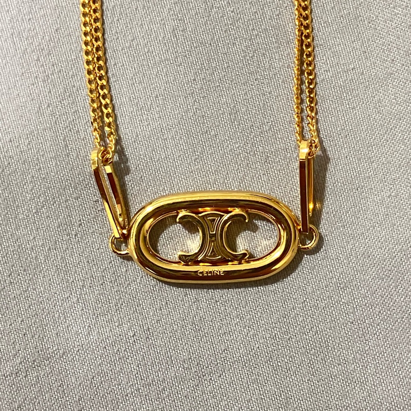 特價🉐【全新】CELINE凱旋門TRIOMPHE金色飾面黃銅項鍊-1