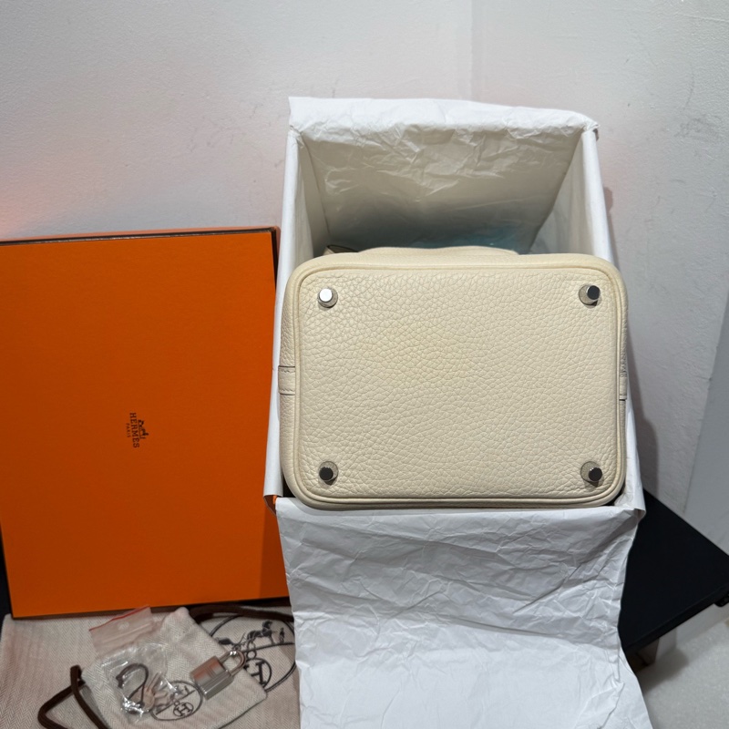 全新大全配🈶️22年購證❤️ 愛馬仕 #奶油白 #銀扣 #菜籃子18 #picotin-12