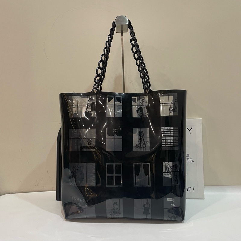 98新Chanel香奈兒中古亞克力透明沙灘包-1