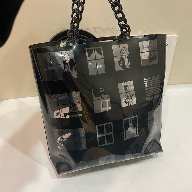 98新Chanel香奈兒中古亞克力透明沙灘包-3